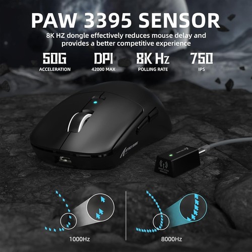 ATTACK SHARK R6 8K 39g SUPERLIGHT Gaming Maus, PixArt PAW3950MAX Gaming-Sensor - Afbeelding 24 van 39