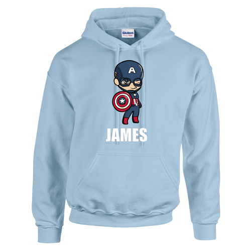 Girls Boys Personalised Marvel Captain America Hooded Hoody Hoodies - Picture 8 of 9