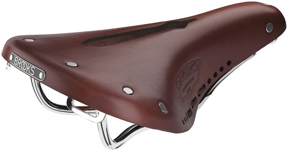Резное седло Brooks B17 - Сталь, Античный коричневый цвет
