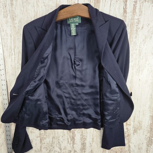 Neu mit Etikett Ralph Lauren Blazer Größe 14 marineblau klassisch adrett Büro tailliert marineblau 100 % Wolle - Bild 9 von 11