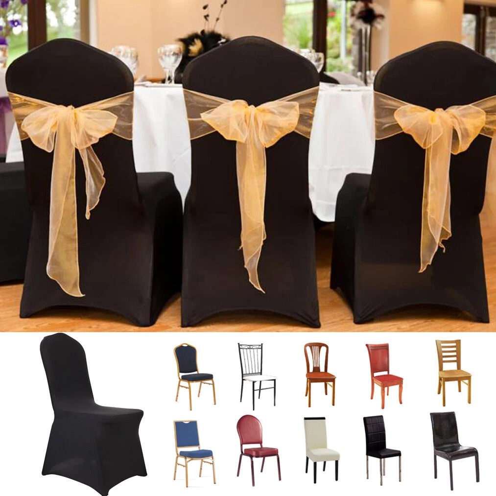 100pcs Black Chair Covers Spandex Thick Wedding Banquet Anniversary Party  Decor