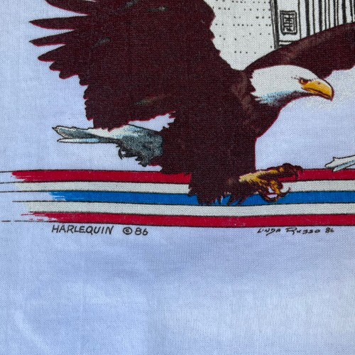 T-shirt vintage anni 80 Arlecchino Washington uomo grande aquila USA 1986 punto singolo - Foto 3 di 7