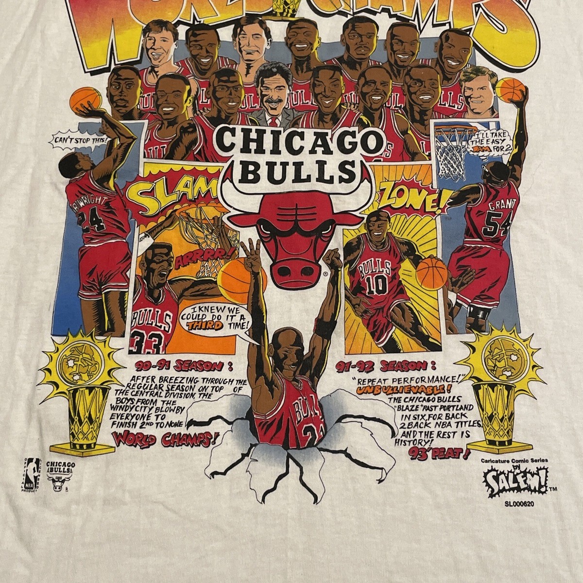 Chicago Bulls Salem Sportswear Caricature Vintage 3 Peat NBA