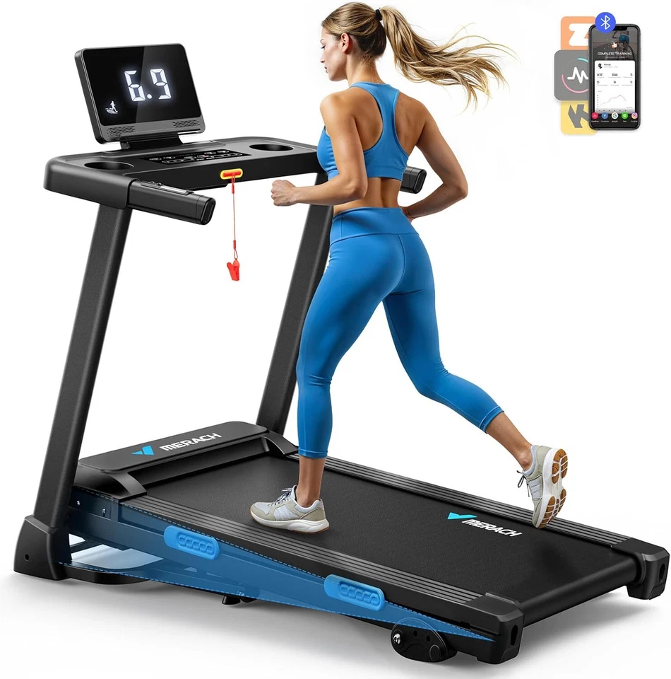MERACH Foldable Incline Treadmill 7.5MPH Quiet for Home Double Deck Technology