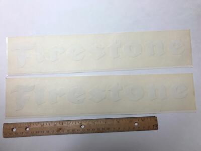 Vtg Firestone tires DieCut white drag Racing decal stickers NOS Lot aprox 14''in