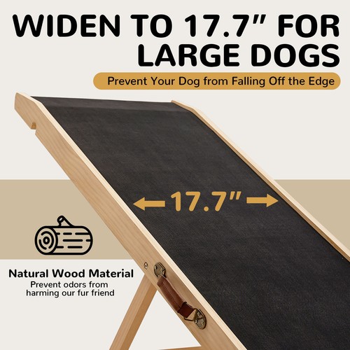 Rampa de escalera ajustable plegable de madera para mascotas gatos perros escalones para cama coche S M L XL - Imagen 16 de 41