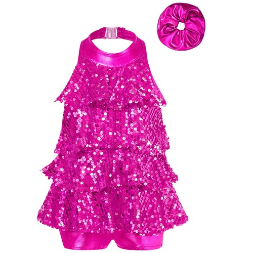 Kids Girls Leotard Skating Dancewear Sequins Costume Latin Set Sleeveless Jazz - Picture 46 of 71