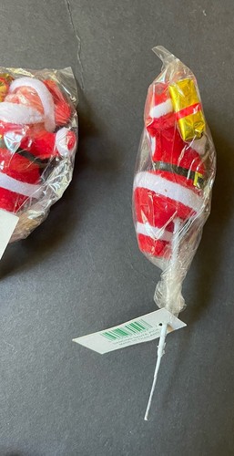 VINTAGE Style NOS New *FLOCKED SANTA Dancing Thailand CHRISTMAS Picks DECOR - Picture 9 of 13