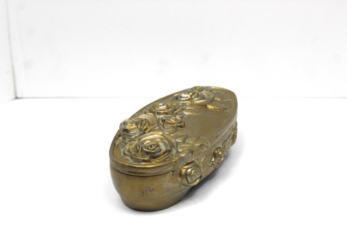 Vintage Godinger Spelter Cast Metal Oblong Rose Jewelry Trinket Box - Picture 4 of 11