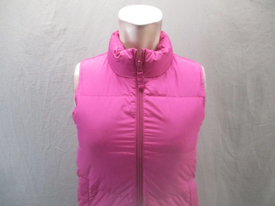 Chaleco aislante LANDS' END talla M (10-12) para niñas rosa pluma cremallera completa 324 Foto 2 de 4