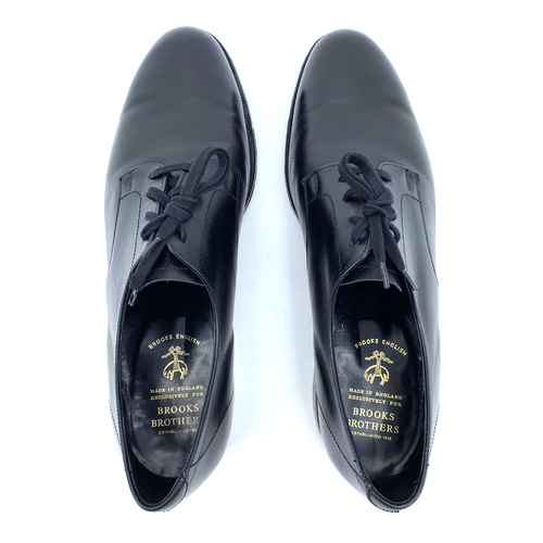 Mens 10 US (9 UK) Brooks Brothers England Dress Shoe Black Leather Derby Lace Up - Picture 2 of 10