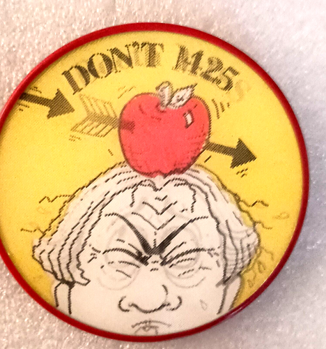 William Tell Apple Arrow Ad 1425 Vari-vue 3D Flicker Button Pin NOS Neu 1970er - Bild 4 von 6