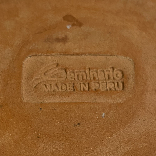 Seminario Pottery Peru Pottery Cup Mug w/ Hummingbird & Flowers Red, Gold New - Picture 9 of 10