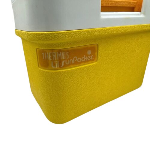 Vintage Thermos Lil SunPacker Cooler Ice Chest Lunchbox Yellow Orange Model 7710 - Picture 2 of 17