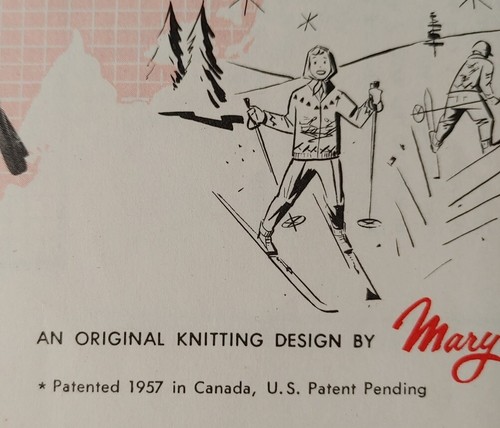 Patrón de tejido estilo gráfico Mary Maxim vintage años 50 The Skiers for Kids Nº 477 - Imagen 2 de 5