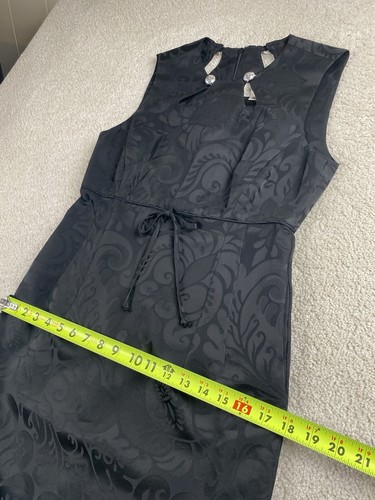 Milly Of New York Dress 4 Wool Blend Black Embossed Tie Waist Pencil Sleeveless - Picture 8 of 13