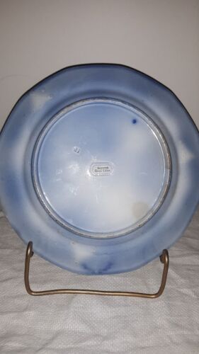 Flow Blue Plate in HONG KONG Pattern by Charles Meigh-Heavily Flown - Picture 2 of 3