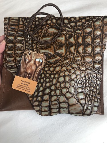 Boutique Brand Mob Leather Croco Flap Pouch Crossbody Shoulder Bag Purse