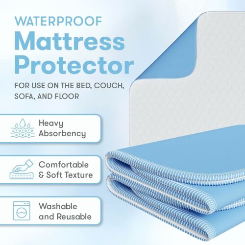 2 Pack Washable Underpads Reusable Incontinence Bed Pads Waterproof Pee Pads - Picture 2 of 7