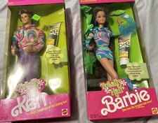 1991 Totally Hair Barbie Brunette Doll Totally Hair & Totally Hair Ken Vintage