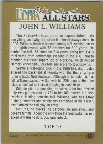 1991 Ultra All-Stars Barry Sanders Detroit Lions HOF 1/10 - Picture 24 of 30