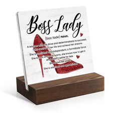 Boss Lady Definition Acrylic Sign with Wooden Stand, Retirement Gift for Boss...