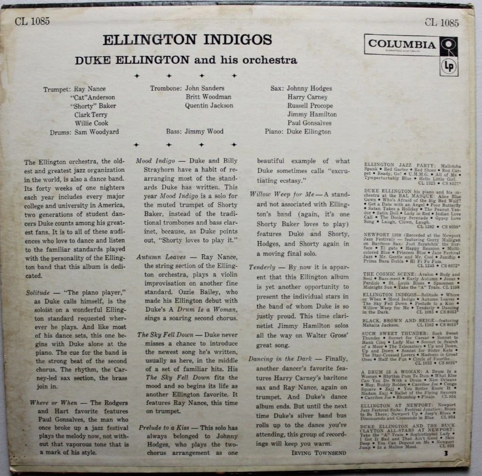 ELLINGTON INDIGOS LP 12" VINYL RECORD *QUICK SHIP* - Image 2 of 2