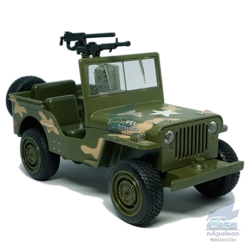 Jeep Willys MB Segunda Guerra Mundial modelo de vehículo militar colección diecast regalo para niños - Imagen 3 de 14