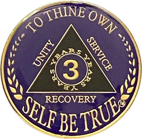 1-10 Year AA Gold/Purple Color Tri-Plated Medallion, Recovery Token, AA Token, T - Picture 5 of 12