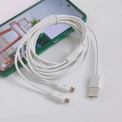 White 3meter 10ft Dual Micro USB Splitter Cable Power 2 android devices - Zdjęcie 4 z 5
