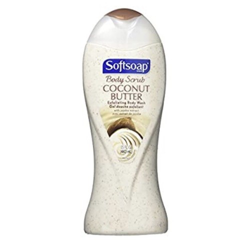 Softsoap Body Scrub Wash Lotto 2 Burro di Cocco Esfoliante Esfoliante Estratto di Jojoba 15 Oz - Foto 2 di 7