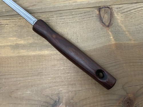 Vtg Ekco Serving Turning Fork Brown Round Wood Handle Chrome Plated 11.75” USA - Picture 2 of 12