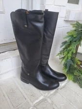 FRYE Melissa Tab Black Vintage Leather Tall Zip Riding Boots sz 7 $428
