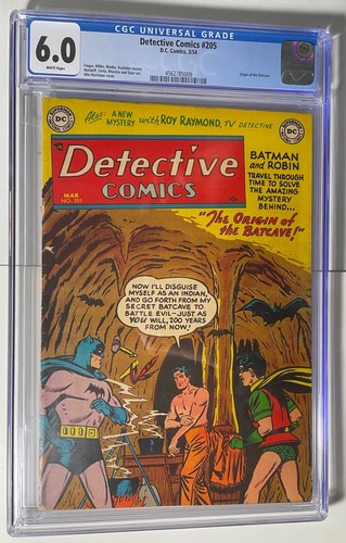 Detective Comics #205 (CGC 6.0) FN,  White Pages,  1954, Origin of the Batcave - Picture 1 of 2
