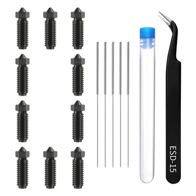 10PCS Hardened Steel Nozzle Kit for Anycubic Kobra 3 3D Printer (0.4mm Nozzle...