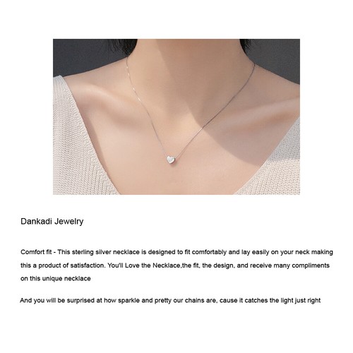 925 Sterling Silver Heart Brushed Pendant Box Chain Necklace 17" for Women - Picture 5 of 6