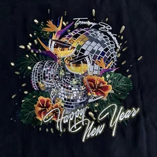 Tommy Bahama Men's Large Silk Embroidered New Year Disco Hawaiian Party Shirt L