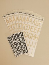 Lot of 10 pcs Gold Glitter and Black Alphabet Letters Stickers