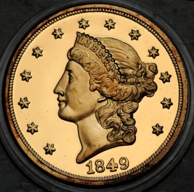 1849 LIBERTY HEAD DOUBLE EAGLE $20 LAYERED WITH 24K GOLD (COPY) LOT# 2