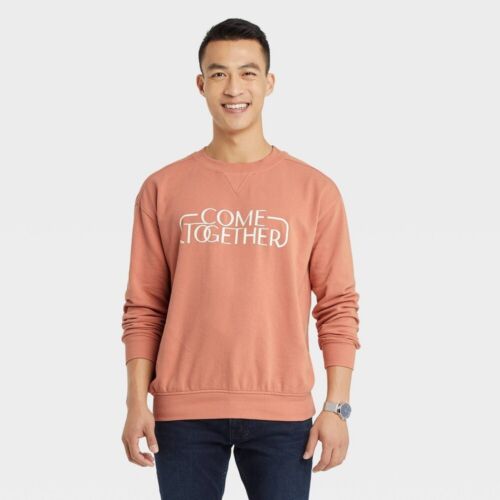 Goodfellow Men's Size XXL "COME TOGETHER" Apricot Glaze Crew Sweatshirt NEW - Picture 2 of 4