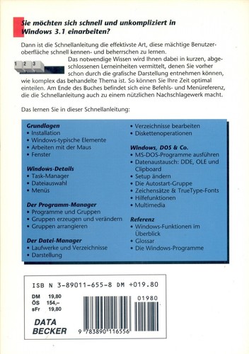 Buch: Windows 3.1 Schnellanleitung von Data Becker - Bild 2 von 2