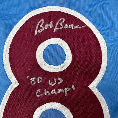 Autographed/Signed Bob Boone 80 WS Champs Philadelphia Retro Blue Jersey JSA COA - Picture 3 of 4