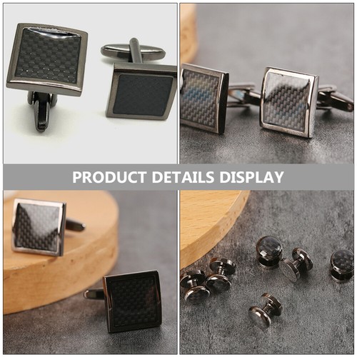 6Pcs Cuff Links And Shirt Studs Set Men Cuff Links Tuxedo Accessories - Picture 9 of 12