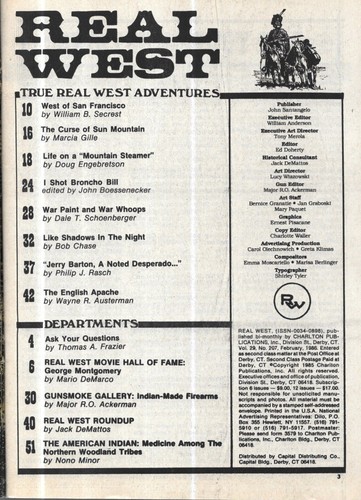 Real West #207 Feb. 1986 Sun Mountain Nevada San Francisco Japanese Apache - Picture 2 of 9