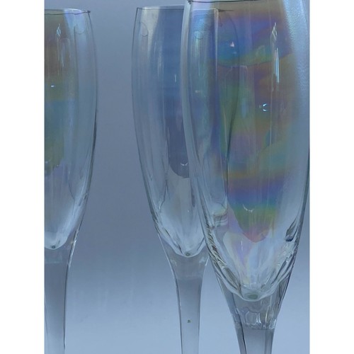 Toscany Iris Iridescent Fluted Champagne Glasses Set of 4 - Picture 9 of 10