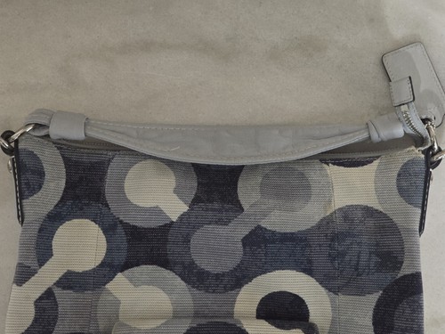COACH Bag No. 14860 Kristin Graphic Op Art Logo Hobo Blue Gray White Handbag - Picture 16 of 24