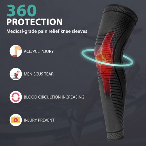 2 Pack Full Leg Compression Sleeves Long Knee Brace Support for ACLPCL Menisc... - Picture 4 of 7