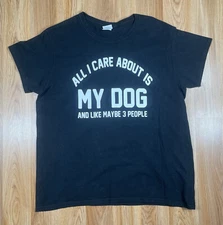 Gildan Printed T-Shirt Mens L Large Black CrewNeck Short Sleeve Ultra Cotton