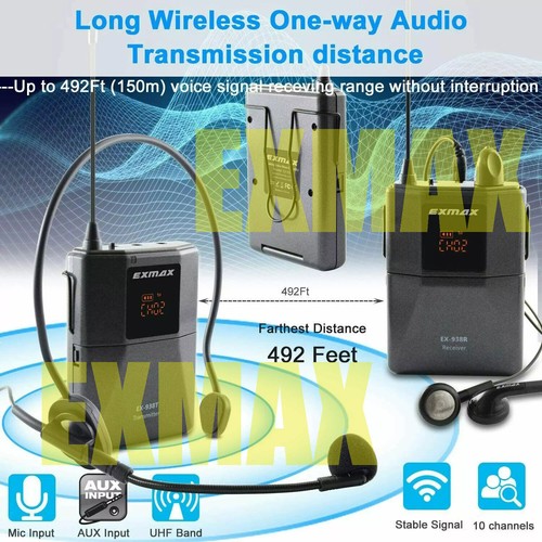 EXMAX EX-938 Wireless Audio Voice Transmission Tour Guide System For Teach 1T10R - Picture 2 of 17