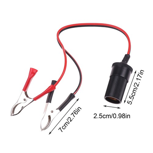Car Cigarette Lighter Female To Alligator Clip Extension Connector Auto Socket - Picture 4 of 12